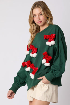 Festive Christmas Bowknot Long Sleeve Sweatshirt - Casual Holiday Style - MRC STORE