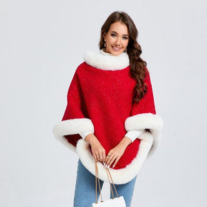 Festive Red Christmas Pullover Cape - Unisex Warm and Stylish - MRC STORE