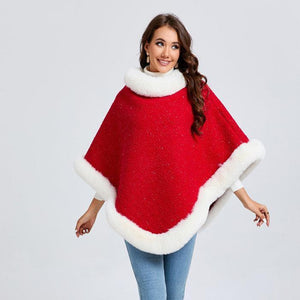 Festive Red Christmas Pullover Cape - Unisex Warm and Stylish - MRC STORE