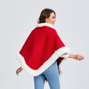 Festive Red Christmas Pullover Cape - Unisex Warm and Stylish - MRC STORE