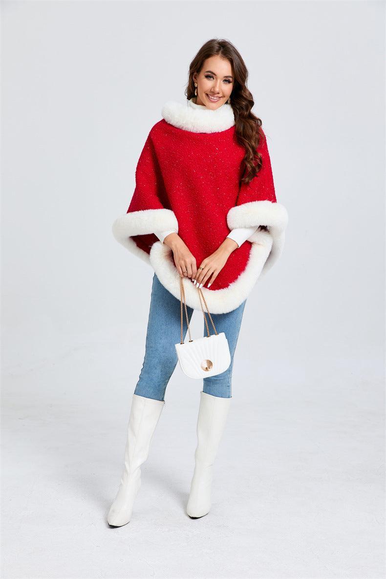 Festive Red Christmas Pullover Cape - Unisex Warm and Stylish - MRC STORE