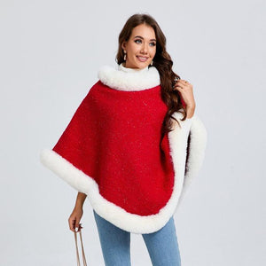 Festive Red Christmas Pullover Cape - Unisex Warm and Stylish - MRC STORE