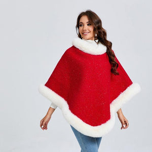 Festive Red Christmas Pullover Cape - Unisex Warm and Stylish - MRC STORE