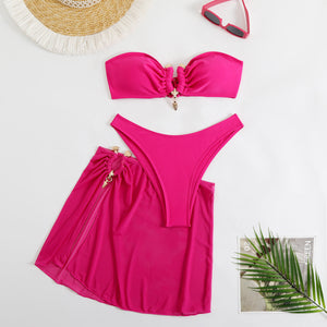 Women’s Bikini Three-Piece - Backless Swimsuit My Store 