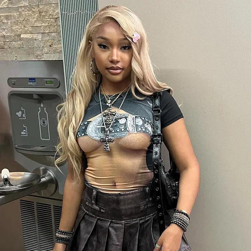 Floral Print Slim Fit Crop Top - MRC STORETopMy StoreFloral Print Slim Fit Crop Top - MRC STOREMRC STORECJCS207361103CXBrownL