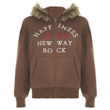 Fur Collar Hooded Sweatshirt – Retro Brown - MRC STOREHoodieMy StoreAmerican Retro Fur Collar Hooded Zipper Sweatshirt for Women - Street Hipster Style in Brown - MRC STOREMRC STORECJWY217064703CXBrownL