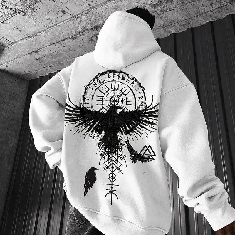 Gothic Raven Print Oversized Hoodie – Gothic Fashion Stylish and Unique Back Design - MRC STORE