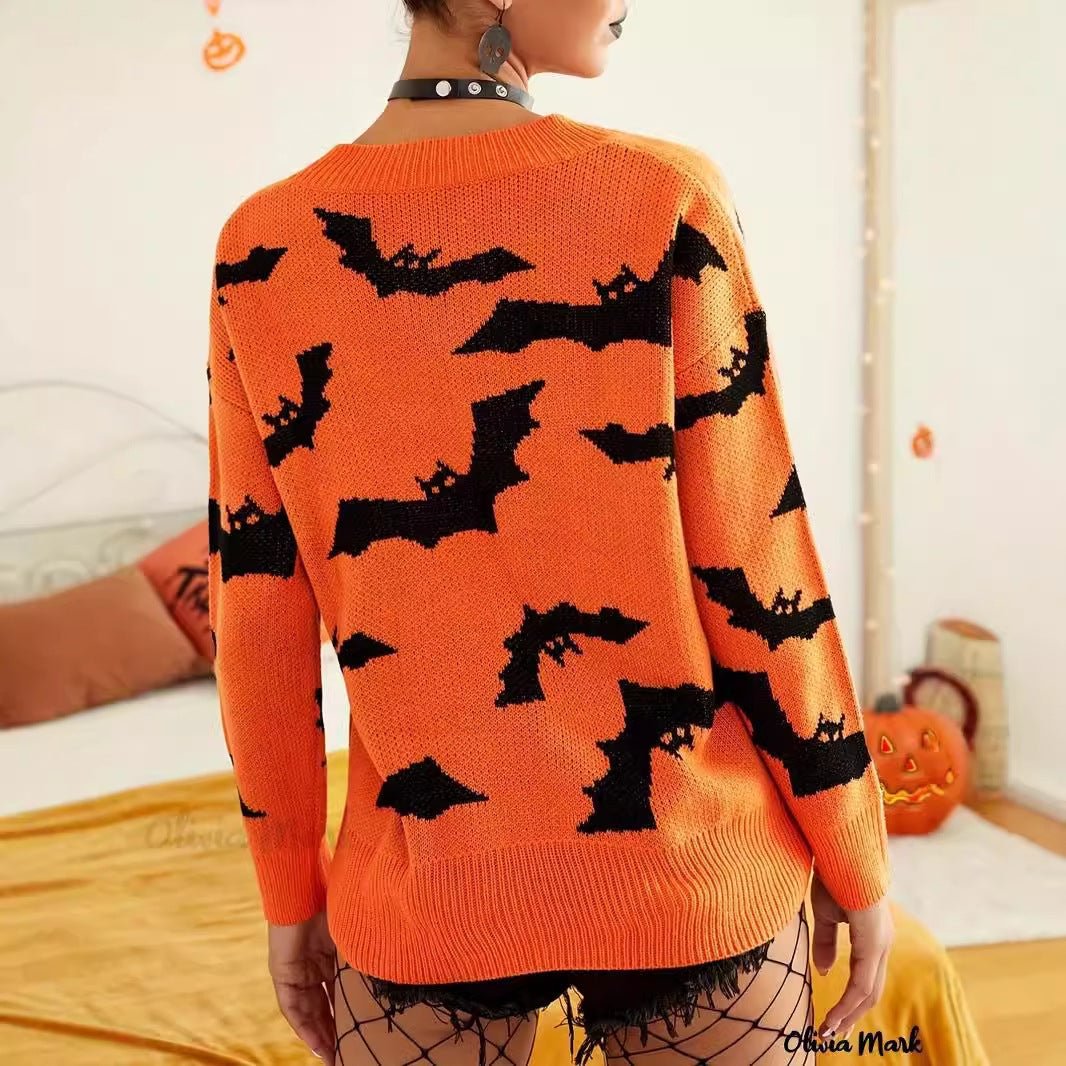 Halloween Brocade Knit Sweater - MRC STOREsweaterMRC STOREHalloween Brocade Knit Sweater MRC STORE MRC STORECJMY246315903CXOrange RedL