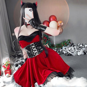 Halloween Witch Tabard Costume - Velvet 4 - Piece Set with Cloak, Belt, Gloves & Dress - MRC STOREHalloweenMy StoreHalloween Witch Tabard Costume - Velvet 4 - Piece Set with Cloak, Belt, Gloves & Dress - MRC STOREMRC STORECJTZ135368303CXRedL