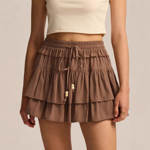 High - Waisted Drawstring Liner Mini Skirt - MRC STORESkirtMRC STOREBrown tiered skirt worn by a person on a plain backgroundMRC STORECJQZ265648219SHBeigeL