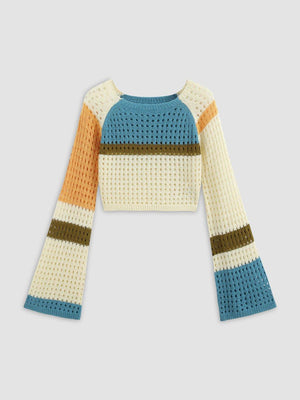 Hollow Knit Sweater – Contrast Color, Long Sleeve - MRC STORESweaters & HoodiesMy StoreContrasting Color Hollow Knit Sweater – Short Waist Long - Sleeved Women’s Fashion - MRC STOREMRC STORECJWY1780677-Yellow-LYellowL