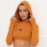 Hooded Yoga Long Sleeve Top – Cotton Blend - MRC STOREHoodieMy StoreLong Sleeve Yoga Top Hooded - Cotton Blend Activewear for Women in Vibrant Colors - MRC STOREMRC STORECJWY136691129CXBrownL