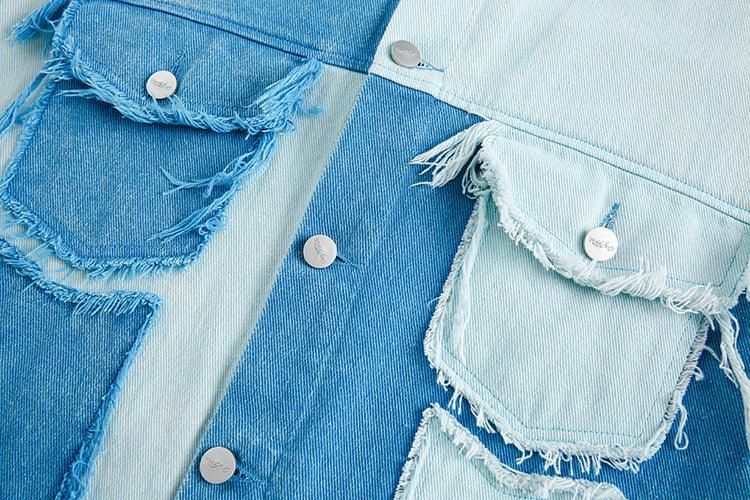 Irregular Color Contrast Patchwork Denim Jacket - MRC STORETopMRC STOREIrregular Color Contrast Patchwork Denim Jacket - Trendy Casual Outerwear - MRC STOREMRC STORECJXZ209847202BYBlueL