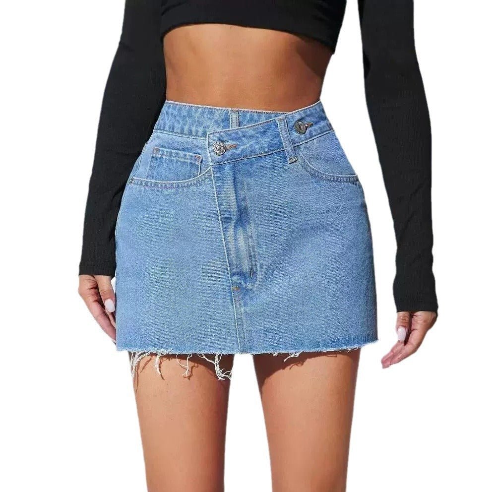 Irregular Denim Short Skirt – Stylish & Trendy for Petite Sizes - MRC STOREskirtMy StoreIrregular Denim Short Skirt – Stylish & Trendy for Petite Sizes My Store MRC STORECJQZ232518708HSDark BlueM