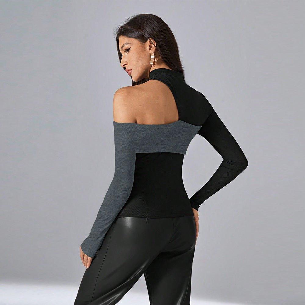 Irregular Design Slim Fit Top – Long Sleeve, Black - MRC STORET-ShirtsMy StoreWomen's Trendy top Irregular Design – Black Slim Fit Pullover with Long Sleeves - MRC STOREMRC STORECJCS227496203CXBlackL