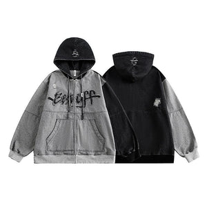 Irregular Stitching Hooded Denim Jacket for Women - MRC STORETopMy StoreIrregular Stitching Hooded Denim Jacket for Women - MRC STOREMRC STORECJXZ211075902BYShadow GrayL