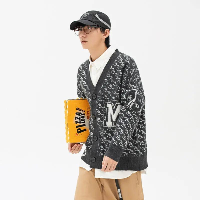 Jacquard Letter V - Neck Fashion Cardigan Sweater - MRC STORETopMy StoreJacquard Letter V - Neck Fashion Cardigan Sweater - MRC STOREMRC STORECJYH149541304DWWhite2XL