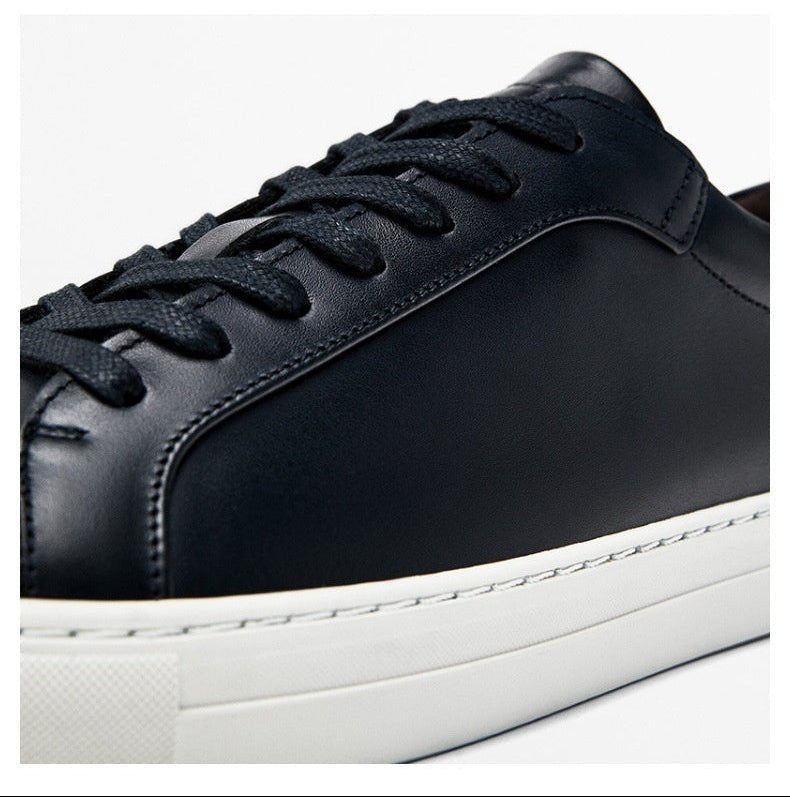 Lace - Up Leather Casual Sneakers - MRC STOREShoesMRC STOREBlack sneakers shown in a real shot and digital display on a white background.MRC STORECJYD254652413MNWhite Leather Surface39