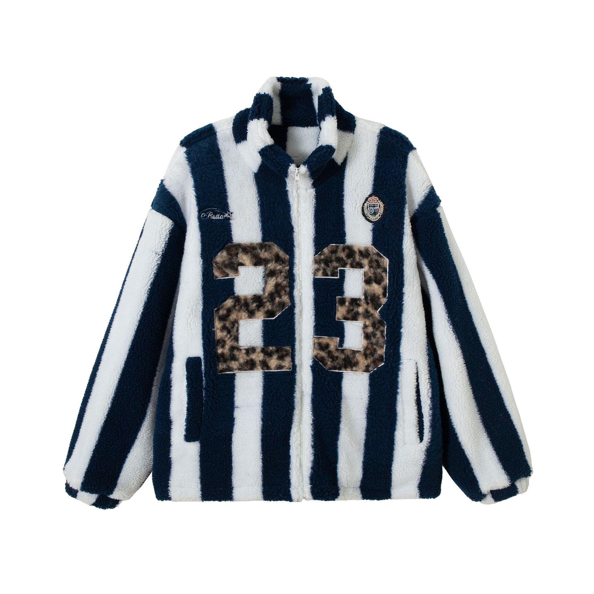 Lamb Wool Coat – Retro Plaid - MRC STOREJacketsMy StoreFashion Coat Personalized Women's Lamb Wool Coat – Retro Plaid and Solid Design for Teens - MRC STOREMRC STORECJPK217128002BYBlue And White StripesL