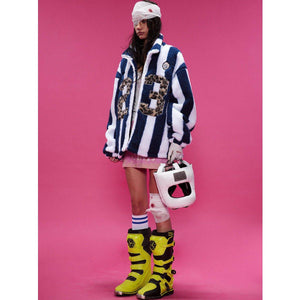 Lamb Wool Coat – Retro Plaid - MRC STOREJacketsMy StoreFashion Coat Personalized Women's Lamb Wool Coat – Retro Plaid and Solid Design for Teens - MRC STOREMRC STORECJPK217128002BYBlue And White StripesL