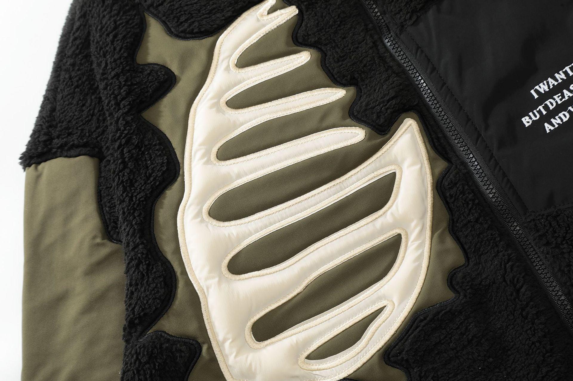 Lamb Wool Stitching Skeleton Embroidered Cotton - MRC STORETopMy StoreLamb Wool Stitching Skeleton Embroidered Cotton - Padded Winter Coat - American Retro Style - MRC STOREMRC STORECJPK196376905EVBlackL