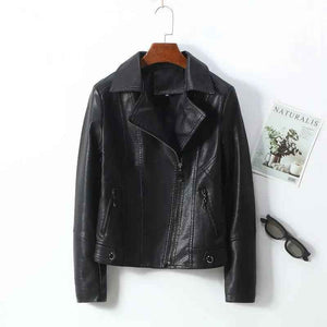 Lapel Small Leather Coat - MRC STORETopMy StoreLapel Small Leather CoatMRC STORECJYD210865818RIButton Black2XL
