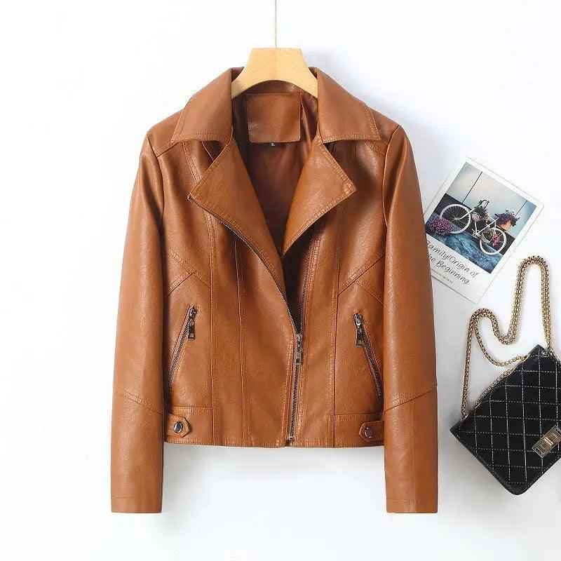 Lapel Small Leather Coat - MRC STORETopMy StoreLapel Small Leather CoatMRC STORECJYD210865803CXBlack Zipper2XL