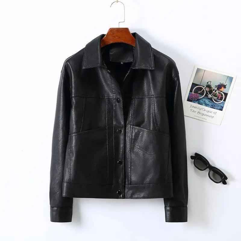 Lapel Small Leather Coat - MRC STORETopMy StoreLapel Small Leather CoatMRC STORECJYD210865803CXBlack Zipper2XL