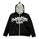 Letter Print Foam Zipper Hooded Sweatshirt - MRC STORETopMy StoreLetter Print Foam Zipper Hooded Sweatshirt - MRC STOREMRC STORECJWY211707802BYBlackL