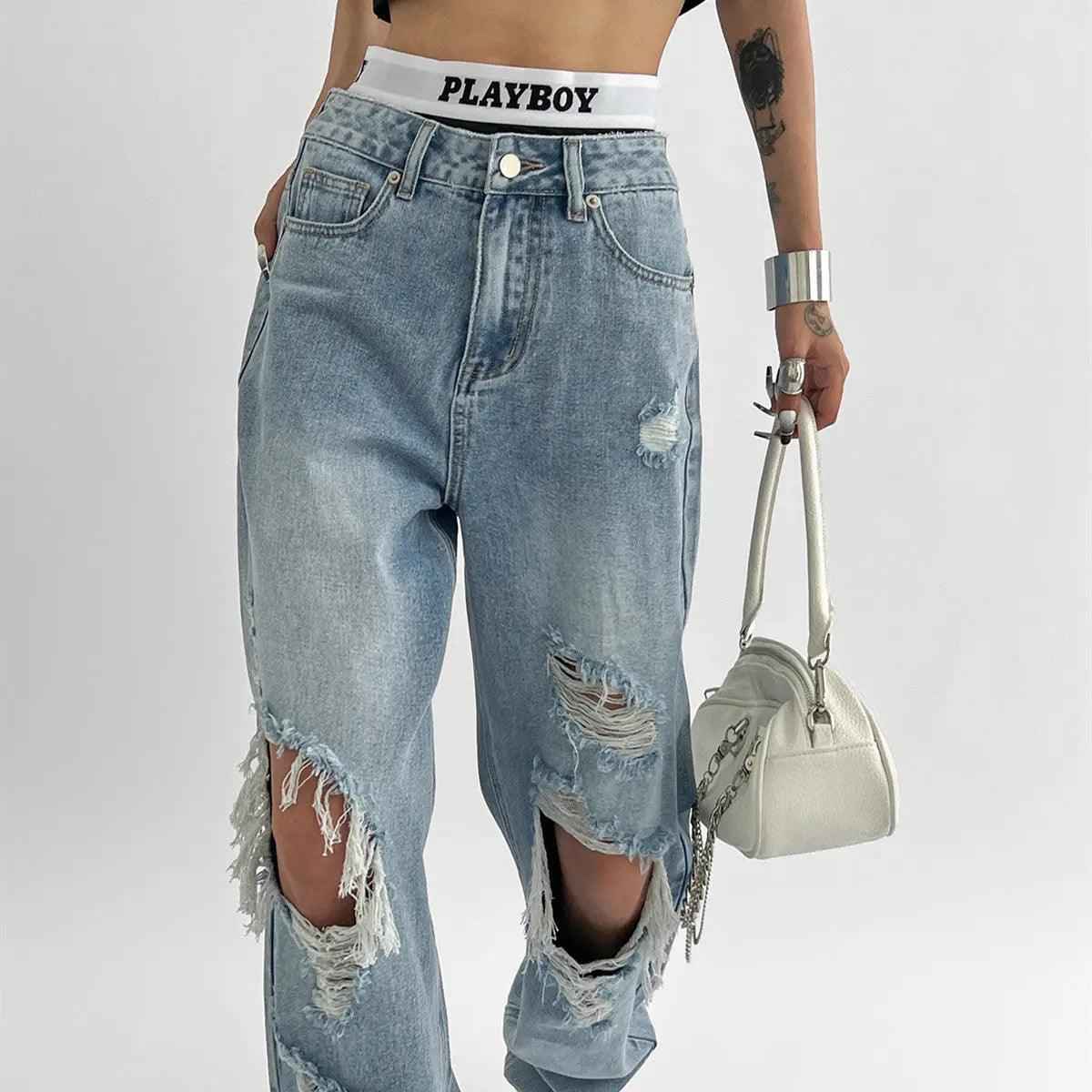 Light Blue Ripped jeans - MRC STOREbottomsMy StoreLight Blue Ripped jeansMRC STORECJNZ195491203CXLight BlueL