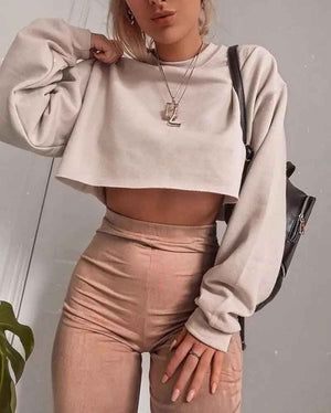 Long Sleeve Crop Top T-Shirts - MRC STOREtopMRC STORELong Sleeve Crop Top T-ShirtsMRC STORECJNSSYCS08259-Khaki-LKhakiL