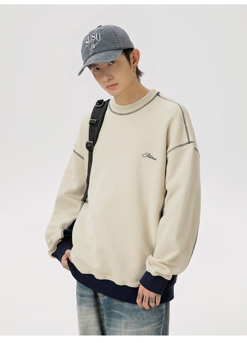 Loose Contrast Letter Sweatshirt - MRC STORESweaters & HoodiesMRC StoreLoose Contrast Letter Sweatshirt MRC Store MRC STORECJWY247178806FUNavy BlueL