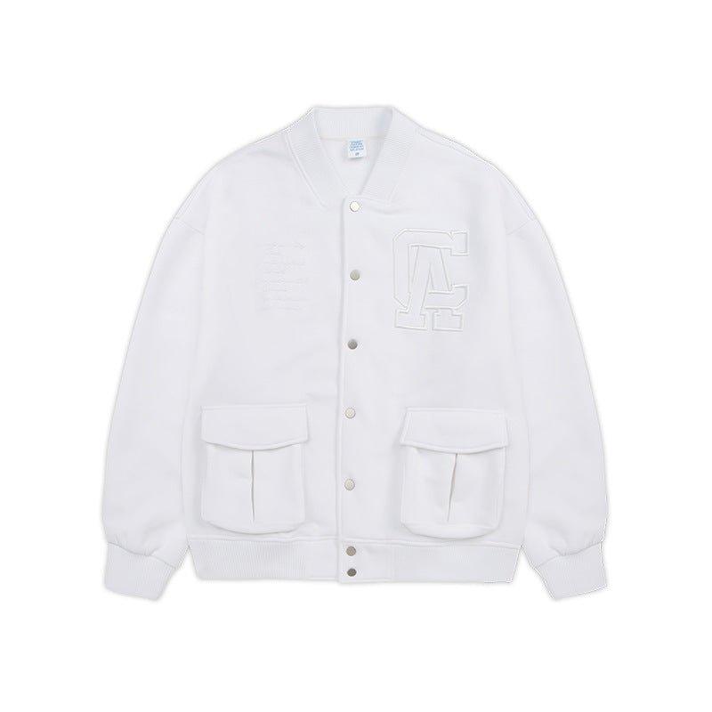 Loose Fit Letter Embroidered Baseball Jacket - MRC STOREJacketsMy StoreLoose Fit Letter Embroidered Baseball Jacket – Thick & Stylish - MRC STOREMRC STORECJQB170925302BYWhiteL