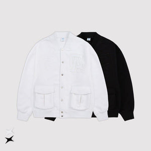 Loose Fit Letter Embroidered Baseball Jacket – Thick & Stylish - MRC STORE