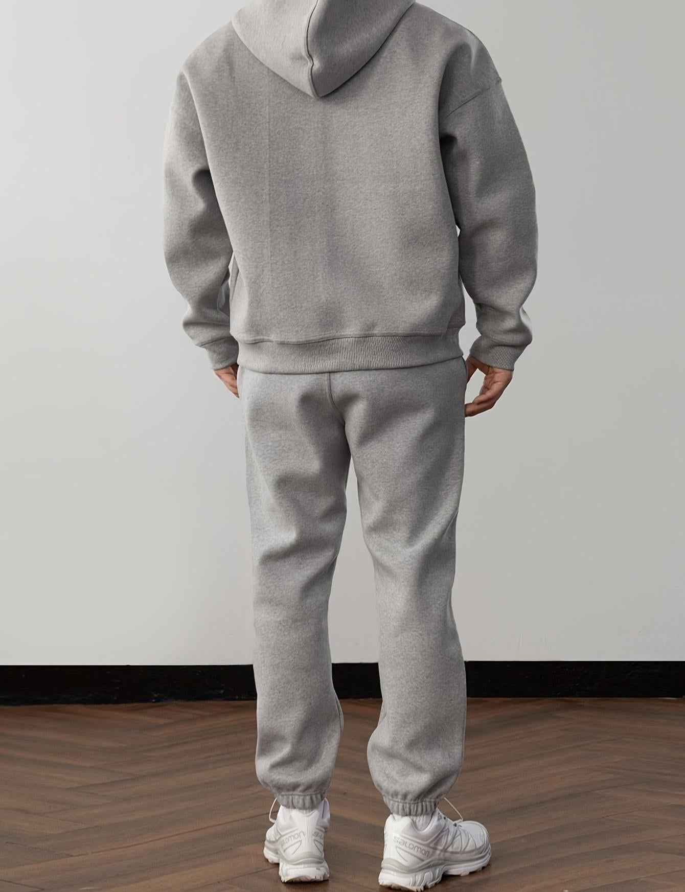 Loose - Fit Solid Color Hoodie Tracksuit Set - MRC STOREOutfit setMRC STORELoose - Fit Solid Color Hoodie Tracksuit SetMRC STORECJWY263352710JQGray2XL