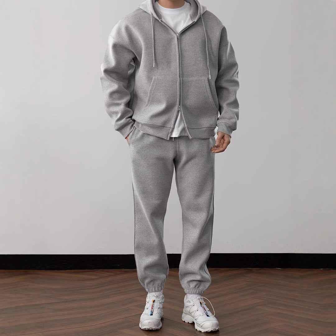 Loose - Fit Solid Color Hoodie Tracksuit Set - MRC STOREOutfit setMRC STORELoose - Fit Solid Color Hoodie Tracksuit SetMRC STORECJWY263352705EVBlack2XL