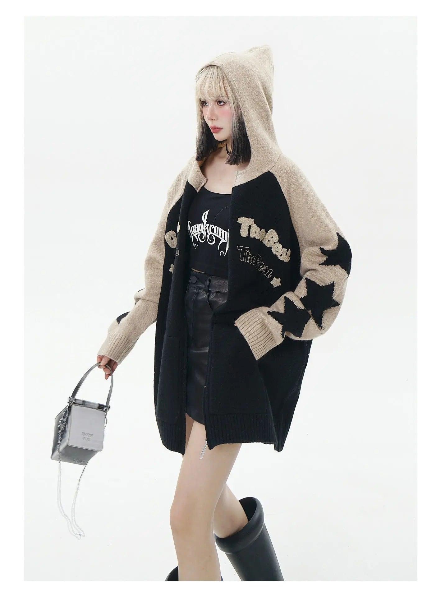 Loose Hooded Zip Cardigan - MRC STORETopMy StoreLoose Hooded Zip Cardigan - MRC STOREMRC STORECJYD197531502BYBlackL