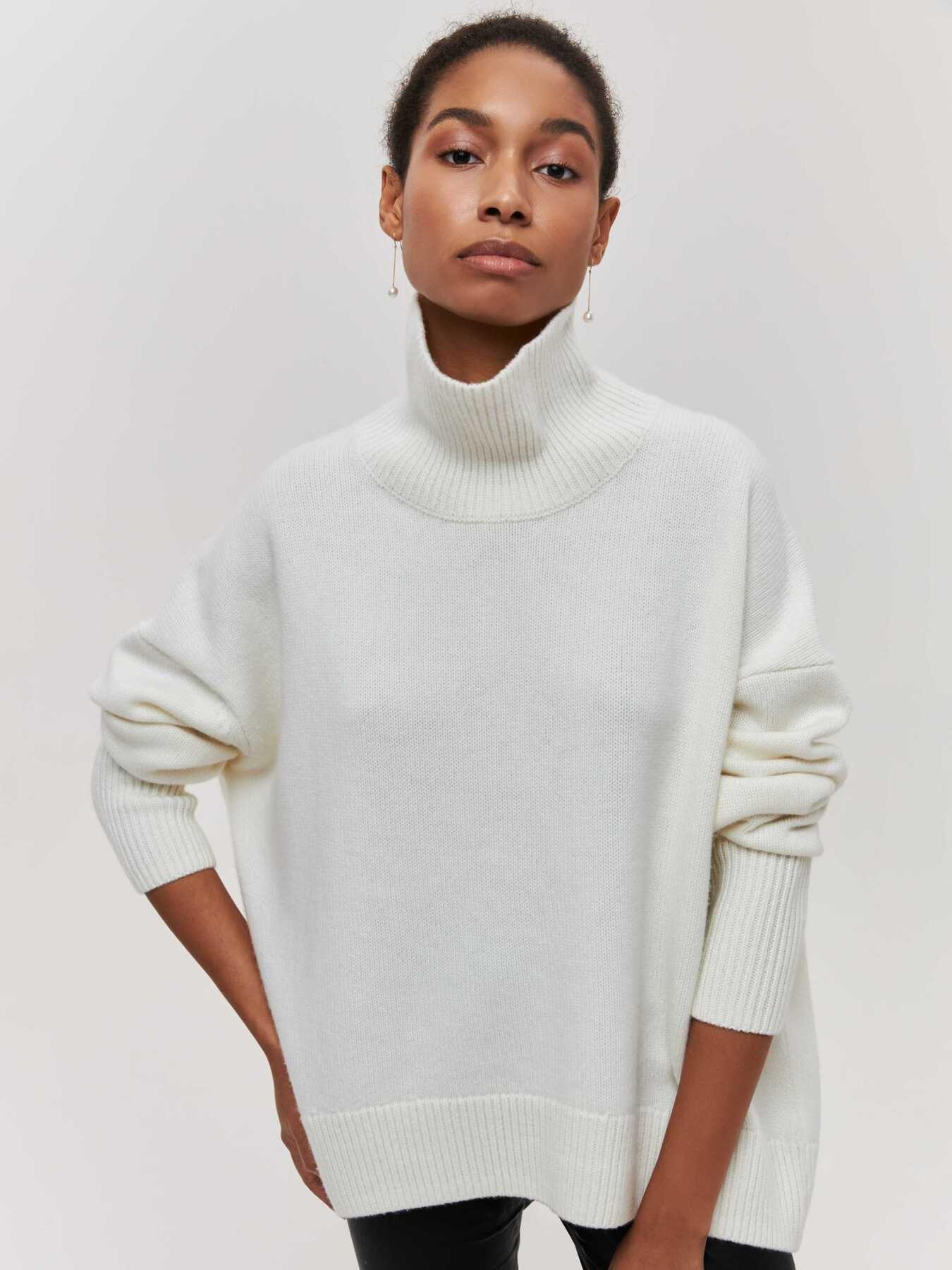 Loose Mock Neck Casual Sweater – Comfortable Pullover for Everyday Wear - MRC STORESweaters & HoodiesMy StoreLoose Mock Neck Casual Sweater – Comfortable Pullover for Everyday Wear - MRC STOREMRC STORECJMY229174615OLWhiteL