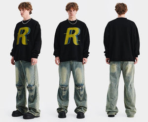 Loose Trendy Round Neck Long Sleeve Sweater - MRC STORESweaters & HoodiesMRC STORELoose Trendy Round Neck Long Sleeve Sweater MRC STORE MRC STORECJWY229521902BYBlackL