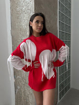 Love Pattern Round Neck Pullover Sweater - MRC STORETopMy StoreLove Pattern Round Neck Pullover Sweater - MRC STOREMRC STORECJMY213199006FURedL