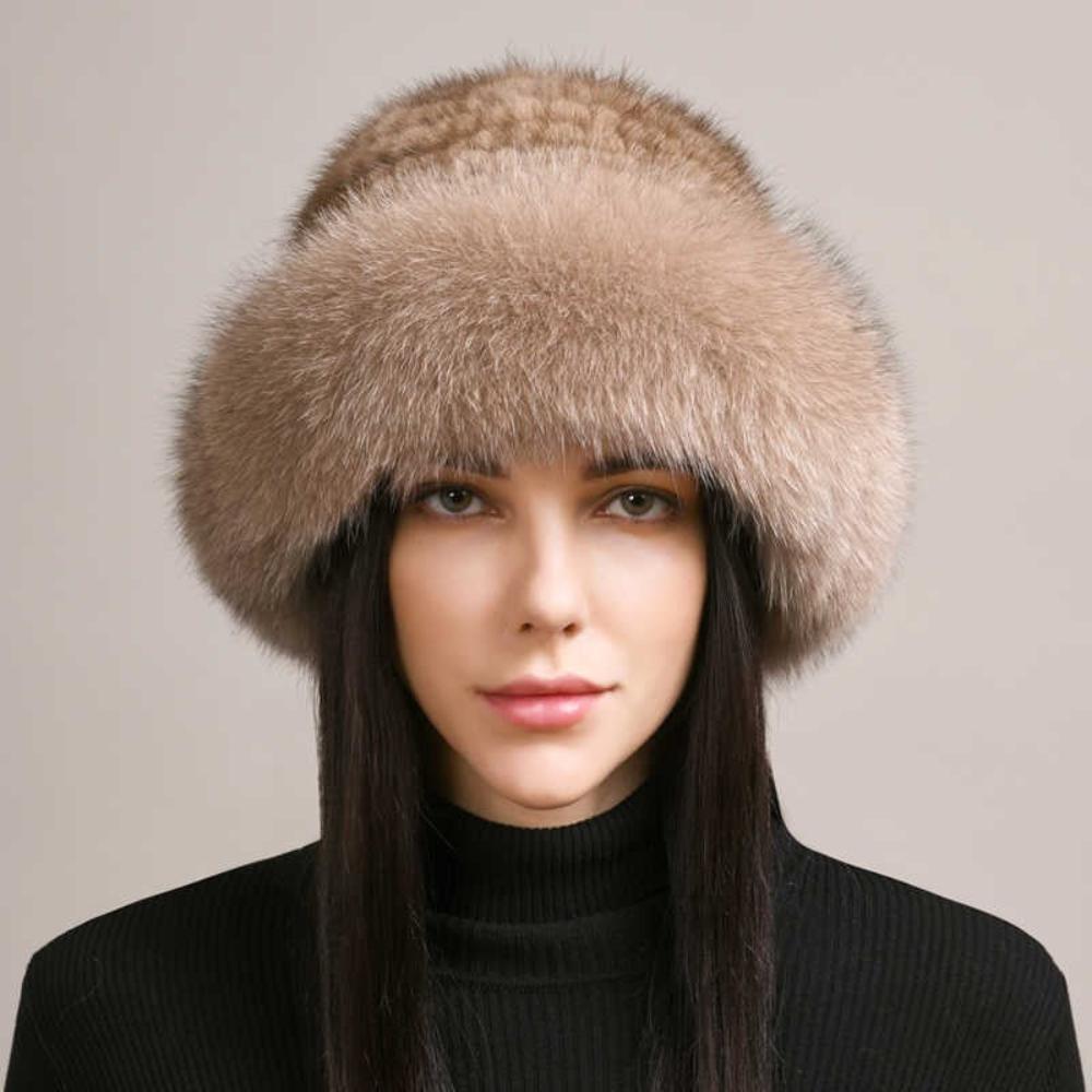 Luxurious Winter hat Mink Hair Hat - MRC STOREAccessoriesMy StoreA woman wearing a beige mink hair winter hat with a dome cap style.MRC STORECJMZ222700508HSBeige