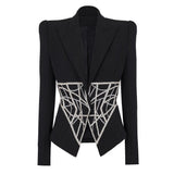 Luxury Beaded Diamond Suit Jacket - MRC STORETopMRC STOREA high - end women's designer suit jacket in black with heavy beaded diamond detailing on the front.MRC STORECJYD212364703CXBlackL