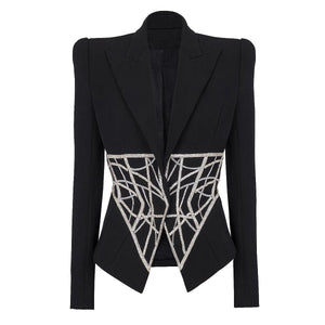 Luxury Beaded Diamond Suit Jacket - MRC STORETopMRC STOREA high - end women's designer suit jacket in black with heavy beaded diamond detailing on the front.MRC STORECJYD212364703CXBlackL