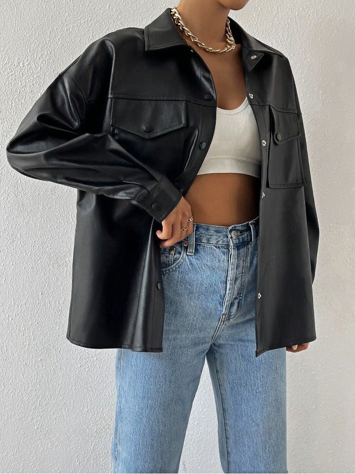 Maillard Casual Coat - MRC STOREJacketsMRC STOREWomen’s PU Jacket - Solid Color Street Style My Store MRC STORECJYD236035307GTDark BrownL