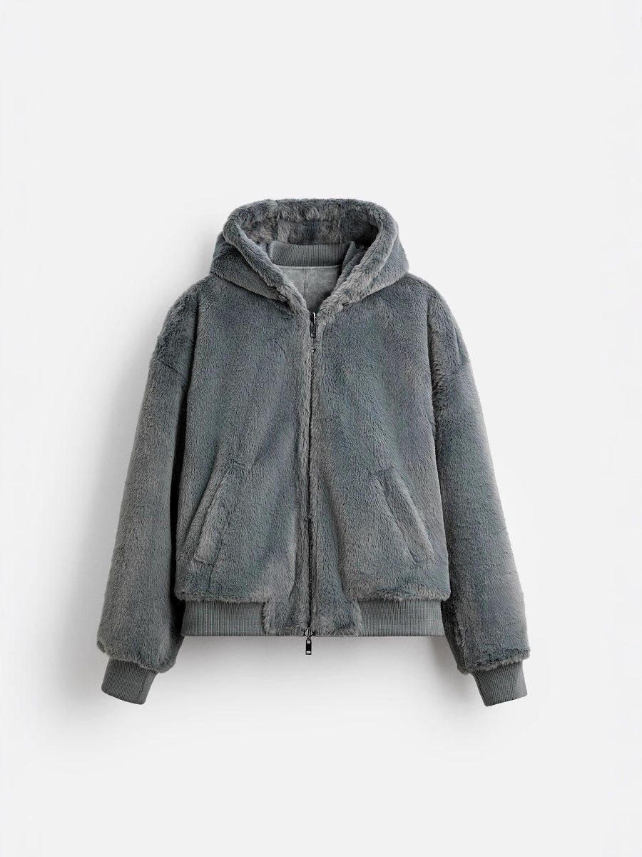 Men's Double - Sided Faux Leather Hooded Bomber Jacket - MRC STOREJacketsMy StoreMen's Double - Sided Faux Leather Hooded Bomber JacketMRC STORECJXZ225145103CXGrayL