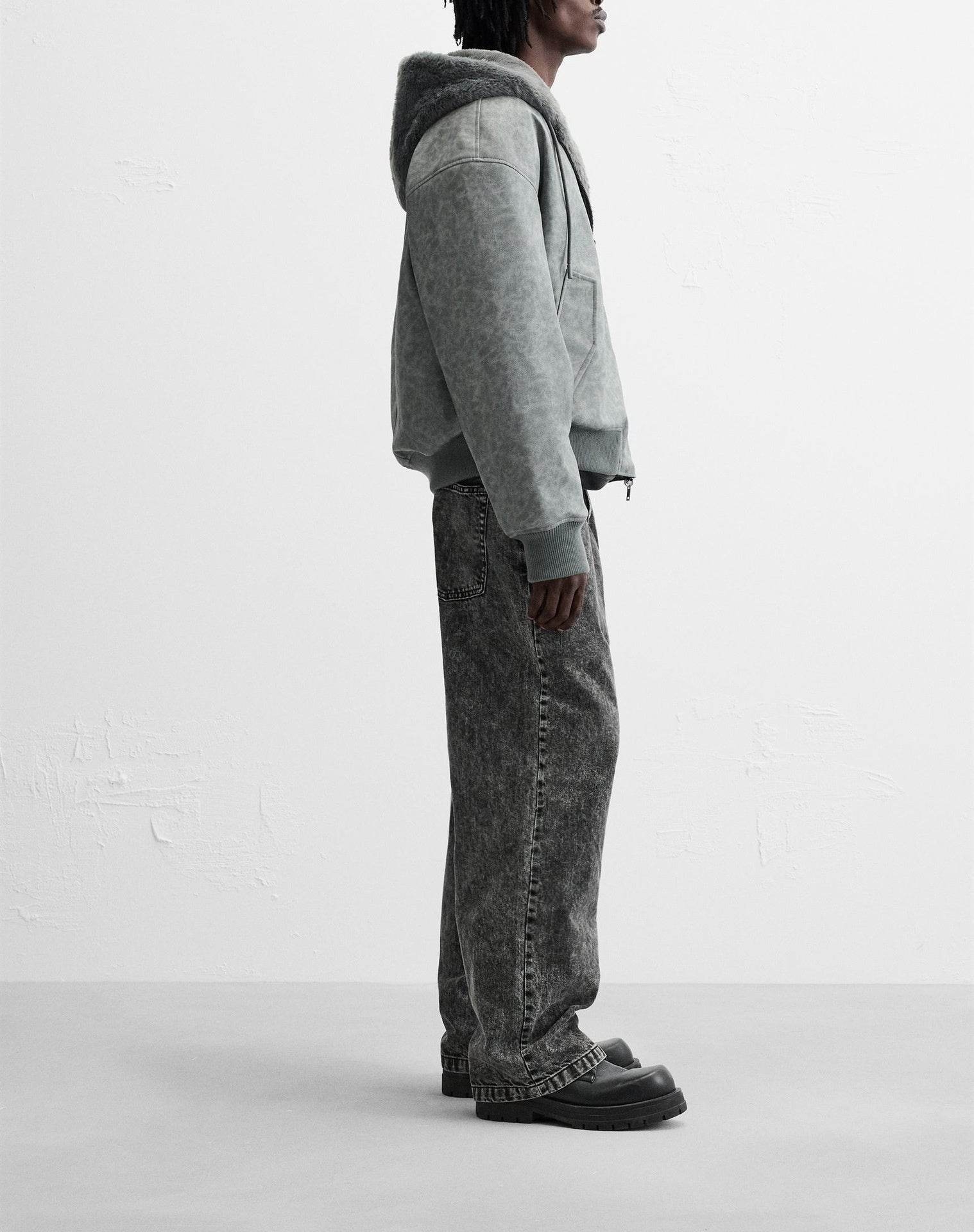 Men's Double - Sided Faux Leather Hooded Bomber Jacket - MRC STOREJacketsMy StoreMen's Double - Sided Faux Leather Hooded Bomber JacketMRC STORECJXZ225145103CXGrayL