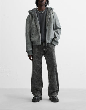 Men's Double - Sided Faux Leather Hooded Bomber Jacket - MRC STOREJacketsMy StoreMen's Double - Sided Faux Leather Hooded Bomber JacketMRC STORECJXZ225145103CXGrayL