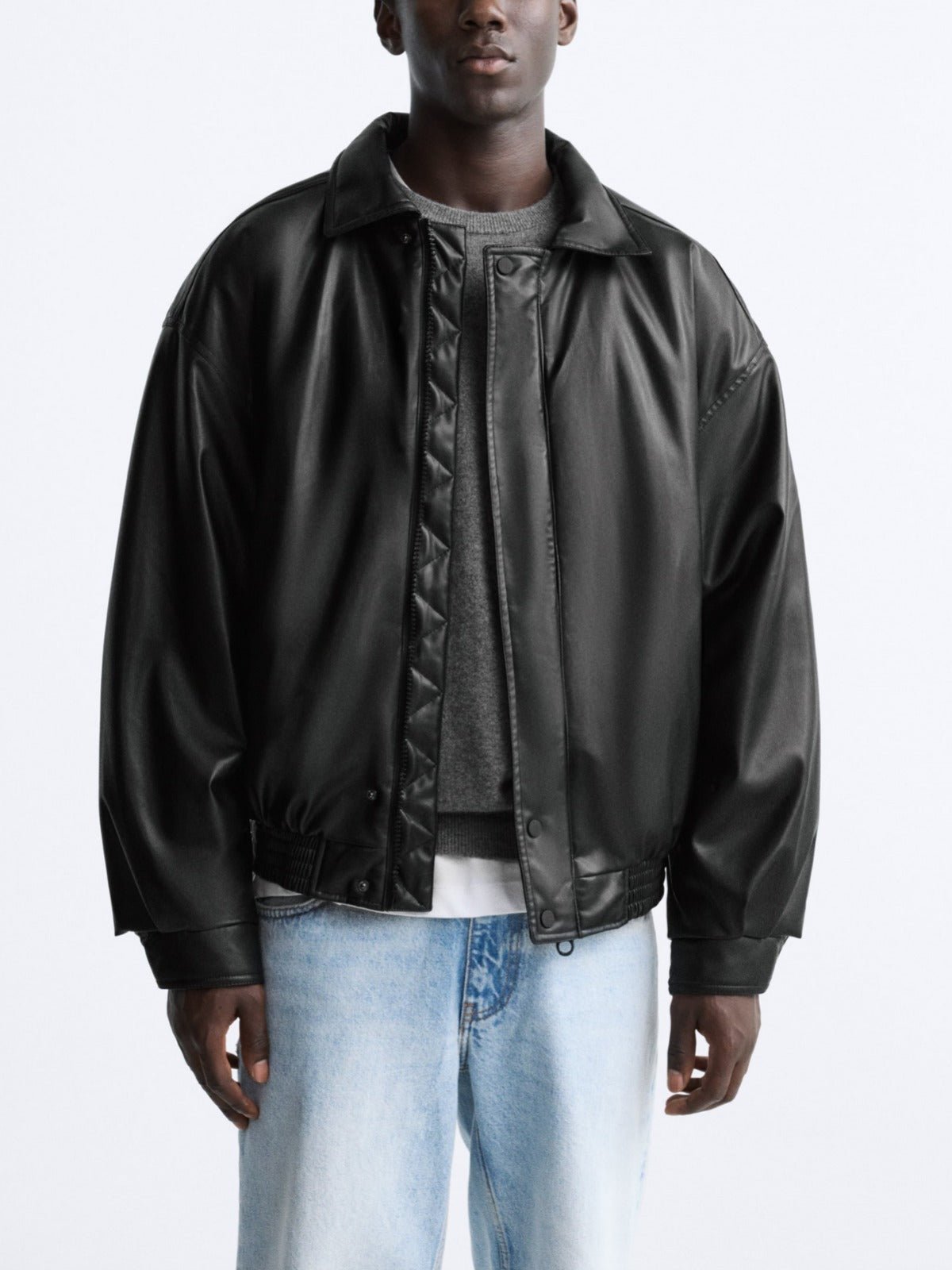 Men's Faux Leather Lapel Cotton Jacket – Black European & American Style - MRC STOREJacketsMy StoreMen's Faux Leather Lapel Cotton Jacket – Black European & American StyleMRC STORECJXZ227074703CXBlackL