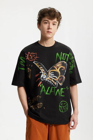 Men’s Graffiti T-Shirt - Loose Cartoon Print - MRC STORET-ShirtsMy StoreMen’s Graffiti T-Shirt - Loose Cartoon Print My Store MRC STORECJYH233230605EVBeige GrayL