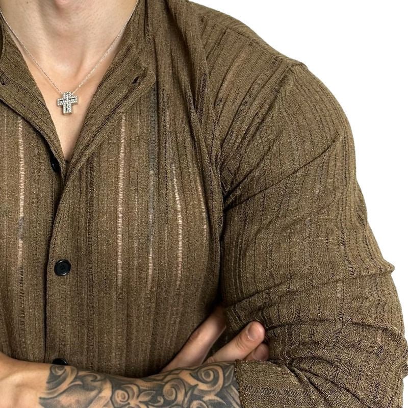 Men’s Hollow Cardigan - Solid Color Slim - MRC STORELong SleeveMy StoreMen’s Hollow Cardigan - Solid Color Slim My Store MRC STORECJDS235440011KPBlack2XL